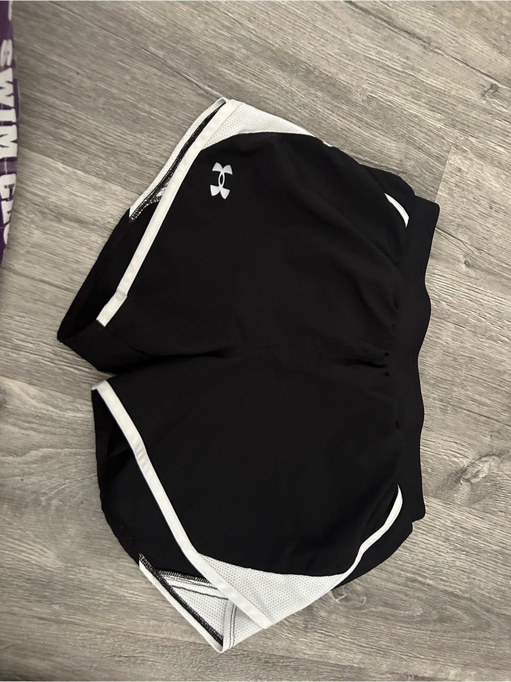 Under Armour Black Athletic Shorts with White Trim